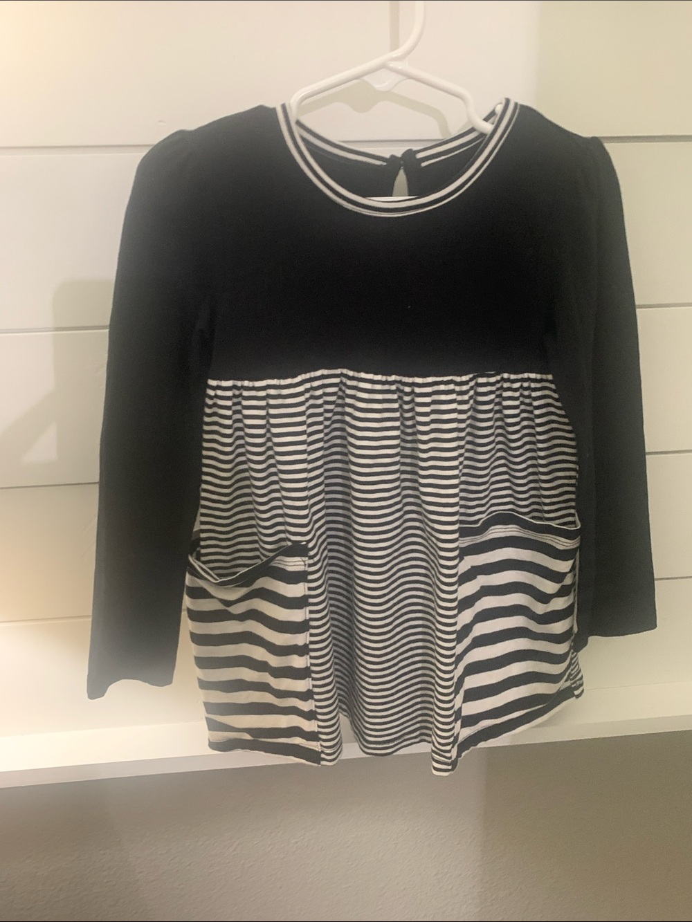 Little Me Black and White Striped Long-Sleeve Tunic